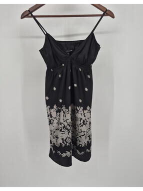 Express Design Studio Silk Floral Black And Silver Baby Doll Slip Dress Size XS